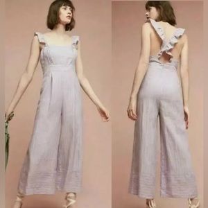 Anthro Elevenses 14 Linen Nantucket Jumpsuit